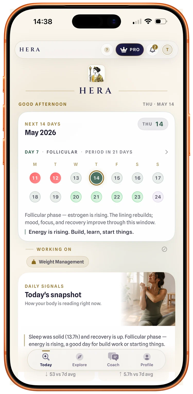 Hera — daily wellness home on iPhone